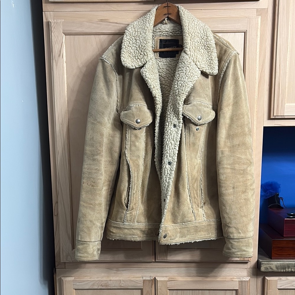 Men's Vintage Tan Real Cowhide Shearling Jacket
